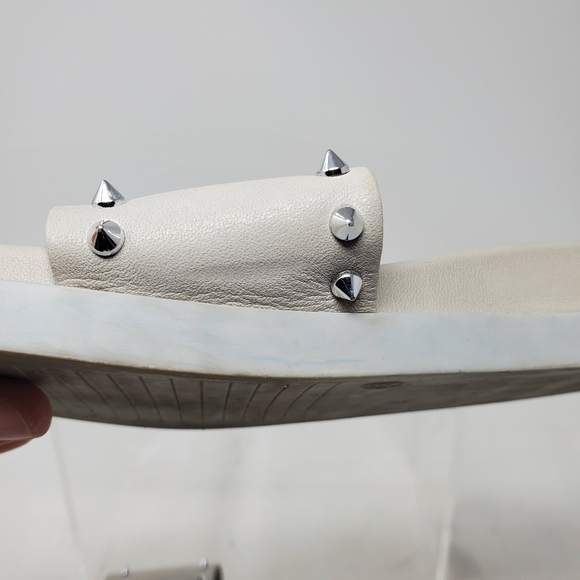 Inuovo Studded Spike Gray Leather Slides Slip On Sandals Womens 36 US 6 - Picture 10 of 10